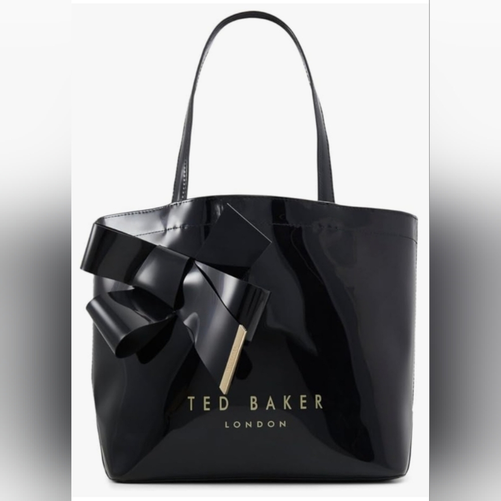 Ted Baker Glossy Black Tote with Bow